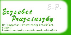 erzsebet pruzsinszky business card